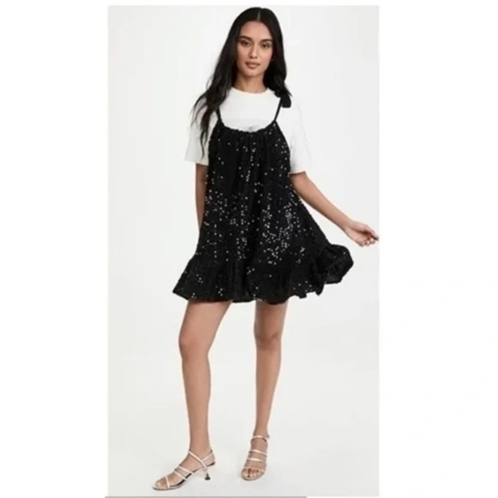 Free People Nova Convertible Sequin Mini Dress in Black Women’s Size Small